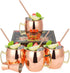 Pitmoly Moscow Mule Copper Mugs, Set of 4 Mugs, Smooth Surface Design 18 oz Copper Cups Set with 4 Cocktail Copper Straws and a Jigger