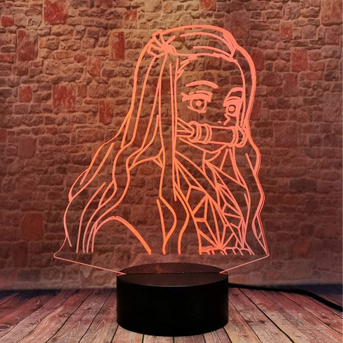Kamado Nezuko 3D Illusion Demon Slayer Merch Night Light LED Anime Lamp 16 Colors Remote Control Room Decor