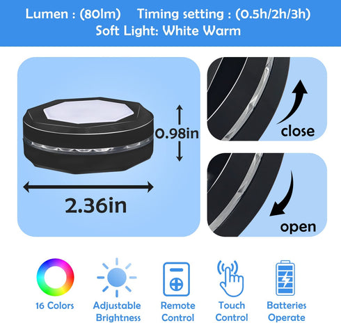 Battery Powered Puck Lights, GALLIA Push Lights with Remote and Dimmable Cabinet Lighting, LED Closet Light, Under Cabinet Lights Have 16 Colors and Timer Off Function & 4 Dynamic Modes (6 Pack)