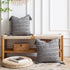 DEZENE Boho Throw Pillow Covers: Set of 2 18x18 Inch Square Light Grey Striped Jacquard Cotton Linen Decorative Pillow Cases for Home Decor Sofa Couch Farmhouse Living Room Bedroom