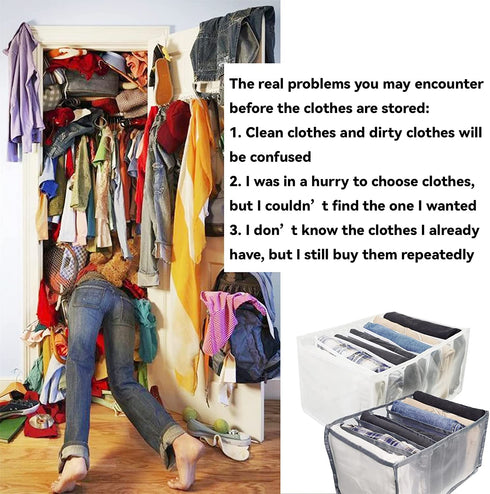 3PCS Washable Wardrobe Clothes Organizer - 6&7&9 Grids, Foldable Visible Grid Storage Box with Multiple Layers, Storage Containers for Scarves, Leggings (3PCS, Grey)