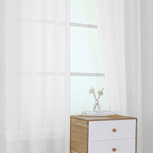 Pure White Sheer Curtain Panels 63 inches Long - 2 Panels Top Grade Gauze Grommet Solid Texture Soft Voile Window Drapes for Bedroom Living Room(38 Wide x 63-inch Length)