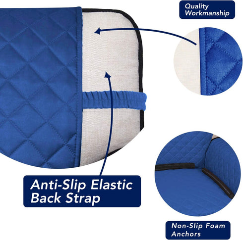 PureFit Reversible Quilted Sofa Cover, Water Resistant Slipcover Furniture Protector, Washable Couch Cover with Non Slip Foam and Elastic Straps for Kids, Pets (Chair, Classic Blue/Ivory)