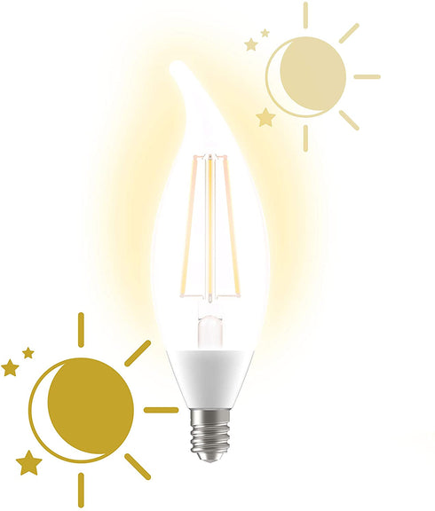 GE Lighting 93121492 LED+ Dusk to Dawn 60-Watt Replacement Candelabra CAC with Built-in Sensor, 2 Count (Pack of 1), Soft White