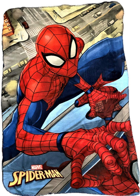Spiderman Shooting Spider webs Yellow, Red and Blue Fleece Throw Blanket 40 x 60 (Mirror Spiderman)