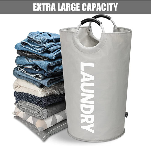 DOKEHOM 115L X-Large Laundry Basket (7 Colors), Collapsible Laundry Bag, Foldable Laundry Hamper, Folding Washing Bin (Grey, XL)