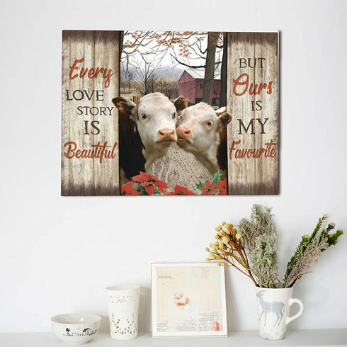 Farmhouse Animal Cow Wall Art Inspirational Picture Canvas Painting Rustic Wall Decor Mordern Artwork Prints Home Decorative For Living Room Bedroom Bathroom Framed 12x16inch