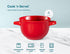 Kook French Onion Soup Crocks with Handles, Ceramic Bowls, for Rice, Dessert, Pasta, Dishwasher, Microwave, Oven & Broil Safe, Set of 4, 18 oz, (Red)