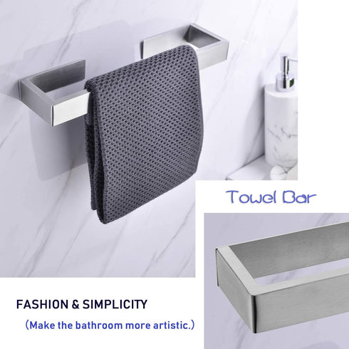 Brushed Nickle 4-Piece Bathroom Hardware Set,Towel Bar+Toilet Paper Holder+2 Robe Towel Hook,JINCROP YF402 SUS 304 Stainless Steel Wall Mounted (Brushed Nickle)