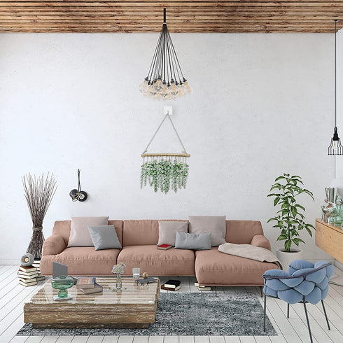 Artificial Eucalyptus Wall Hanging Decor - Fake Eucalyptus Leaves Greenery , Vines Wall Hanging Plants with Wooden Stick , Farmhouse Rustic Wall Decor for Wedding , Kitchen , Bedroom , Boho Home Decor