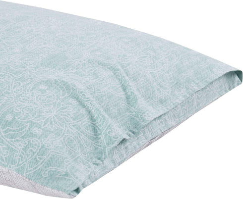 Wake In Cloud - Pack of 2 Pillow Cases, Reversible with Gray Grey Teal Turquoise, Soft Microfiber Pillowcases (King Size, 20x36 Inches)