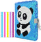VIPbuy Magic Reversible Sequin Notebook Diary Lined Travel Journal with Lock and Key for Kids Girls, Size A5 (8.5” x 5.5”), 78 Sheets, Panda (Blue to Purple)