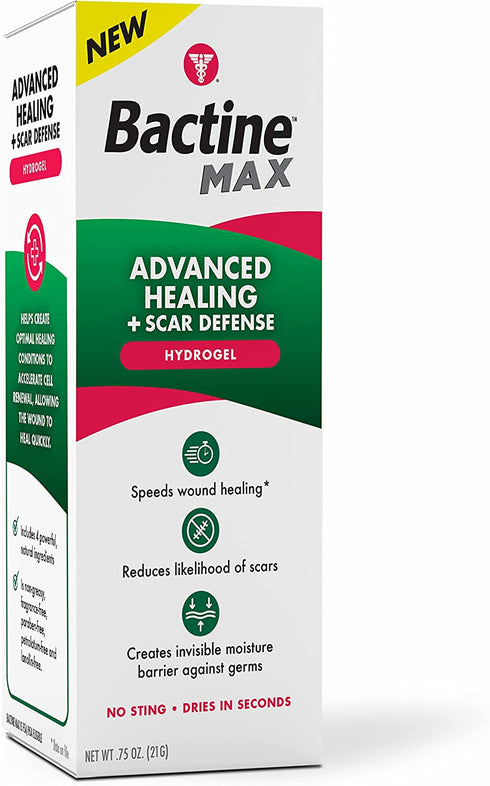 Bactine Max Advanced Healing + Scar Defense Hydrogel, Faster Healing, Reduces Appearance of Scars and First Aid Infection Protection, 0.75oz