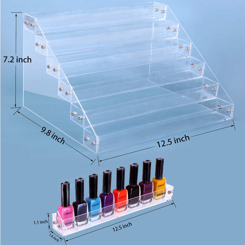 JANSBURG Nail Polish Organizer 6 Layer Ink Rack Holder Table Stand Acrylic Polish Holder Clear Paint Bottles Holder Essential Oil Storage Display Stand on The Table or Desk