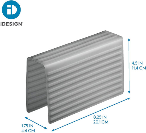 iDesign 64183 Lineo Silicone Sink Saddle, Glassware Protector for Kitchen, Bathroom Pots, Pans, Dishes, 8.25" x 1.75" x 4.5", Gray