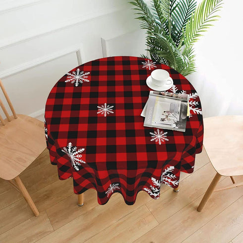 Christmas Snowflakes Round Tablecloth 60" Stain Wrinkle Free Washable Table Cloths for Decorative Kitchen Dining Party Wedding Indoor Microfiber