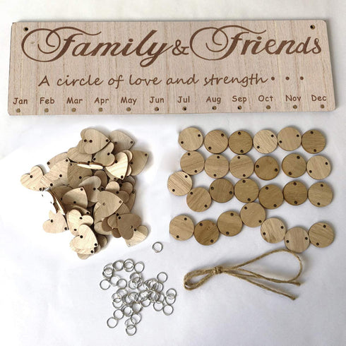 LIOOBO Wooden Birthday Reminder Calendar Plaque Sign Board Wall Hanging Family Decor Plaque (D)