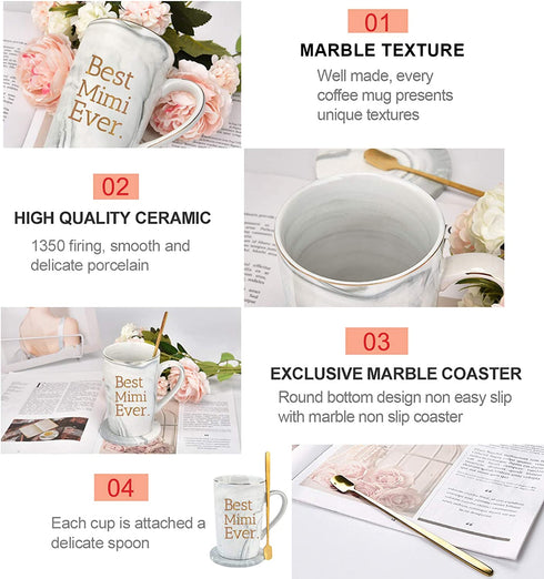 Best Mimi Ever Coffee Mug Mimi Gifts for Grandma Mothers Day Grandma Mug Birthday Gifts for Grandma Gifts from Grandchildren Grandson Grandma Cup 14 Oz Gray with Gift Box