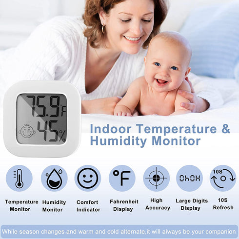 6 Pieces Humidity Gauge Humidity Meter Indoor Outdoor Thermometer Hight Accurate Temperature and Humidity Monitor with LCD Display Fahrenheit Degrees Fahrenheit for Home, Greenhouse, Cellar, Office