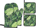 Tropical Palm Leaf Oven Mitts and Pot Holders 4pcs Set, 500„‰ Heat Resistant Oven Mitts Gloves 3D Printed Cooking Gloves for Kitchen, Cooking, Baking, BBQ Green