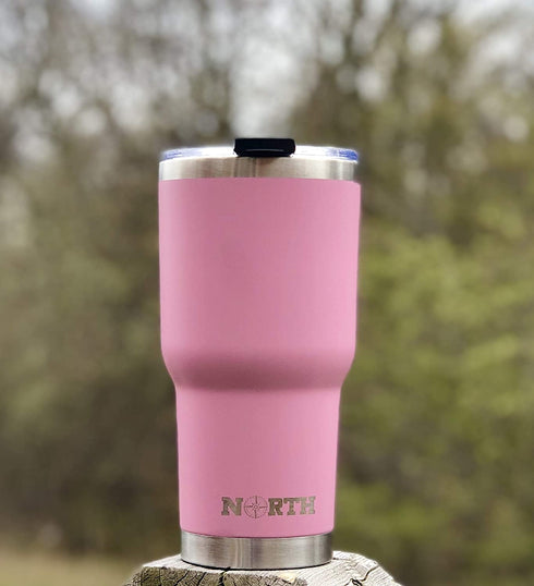 North Pink Stainless Steel Tumbler 5-Piece Set, 30 oz Vacuum Insulated, Travel Mug For Home, Office, School Like Yeti Tumbler For Ice Drink & Hot Beverage