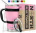 North Pink Stainless Steel Tumbler 5-Piece Set, 30 oz Vacuum Insulated, Travel Mug For Home, Office, School Like Yeti Tumbler For Ice Drink & Hot Beverage