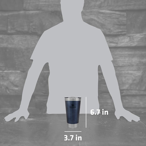 Stanley Classic Stay Chill Vacuum Insulated Pint Glass Tumbler, 16oz Stainless Steel Beer Mug with Built-in Bottle Opener, Double Wall Rugged Metal Drinking Glass, Dishwasher Safe Insulated Cup