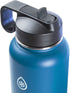 Thermoflask Double Stainless Steel Insulated Water Bottle with Two Lids, 18 Ounce, Cobalt
