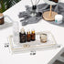 Luxspire Bathroom Vanity Tray, Golden Rimmed Jewelry Organizer rectangle Ceramic Tray, Kitchen Countertop Ring Dish Holder Cosmetic Organizer plate for Candles Perfume Home D©cor, Medium, Marble White