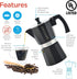 GROSCHE Milano Stovetop Espresso Maker Moka pot 1 espresso Cup - 1.5 fl oz, Black, Cuban Coffee Maker Stove top coffee maker Moka Italian espresso greca coffee maker brewer percolator