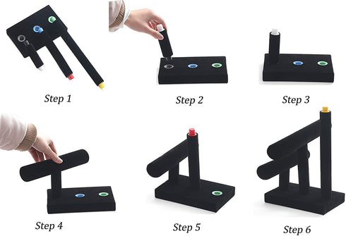 Wuligirl 3 Tier T-Bar Bracelet Jewelry Display Stand Bangle Organizer Storage Holder Velvet Black (3T Bar)