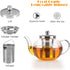 Glass Teapot With Removable Stainless Steel Infuser Premium Durable Borosilicate Glass Tea Kettle for Stovetop - Glass Flowering Tea Kettle With Infusers for loose Tea 1000 ml & Silicone Mat.