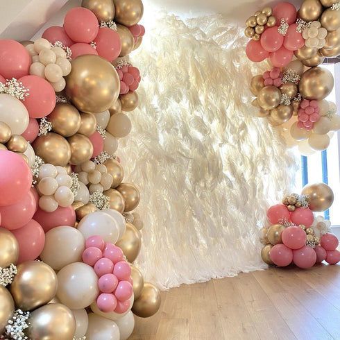 Kbrand Pink Balloons Arch Kit Garland And Metallic Gold For Girl Baby Shower Princess Nude Birthday Party Decorations Light Rose Women Blush 137PCS