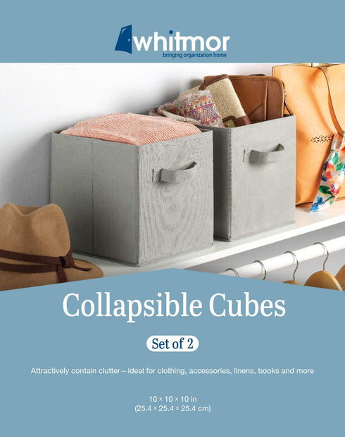 Whitmor Set of 2-10 x 10 x 10 inches-Gray Collapsible Cubes