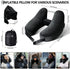 Neck Pillow Inflatable Travel Pillow Comfortably Supports The Head, Neck and Chin, Airplane Pillow with Soft Velour Cover, Hat, Portable Drawstring Bag, 3D Eye Mask and Earplugs (Black)