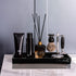 Jolitac Vanity Tray for Bathroom, Resin Bathtub Tray Countertop Tray Marble Pattern Black Trays, Cosmetics Holder Vanity Organizer for Shampoo, Soap (Black, Small)
