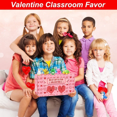 28 Pack Valentines Day Gifts for Kids, Valentines Classroom Gifts with Filled Hearts Bulk, Exchange Party Favors for Boys Girls School Class Classroom