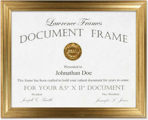 Lawrence Frames 536281 8.5x11 Sutter Burnished Gold Picture Frame
