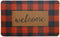 Carvapet Buffalo Plaid Rug Outdoor Indoor Entry Way Front Door Mat 18" x 30" with Non Slip Rubber Backing, Black&Red Welcome
