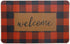 Carvapet Buffalo Plaid Rug Outdoor Indoor Entry Way Front Door Mat 18" x 30" with Non Slip Rubber Backing, Black&Red Welcome