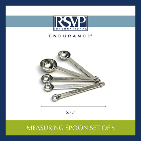 RSVP International Endurance Measuring Spoons, Round, Stainless Steel Large