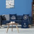 Bonhause Nautical Navy Blue Throw Pillow Covers 18 x 18 Inch Set of 4 Anchor Lighthouse Sailboat Compass Decorative Pillow Cases Linen Cushion Covers for Sofa Couch Bed Home Decor