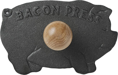 Norpro Cast Iron Pig Shaped Bacon Press with Wood Handle, 8.5in/21.5cm