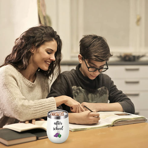 Teacher Gift, Before School After School Teacher Coffee Mug and Wine Tumbler Set, Thank You Appreciation Gift for Teacher Professor Teaching Assistant, 12 Oz Stainless Steel Tumbler 11 Oz Coffee Mug