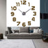 Frameless 3D DIY Wall Clock Mirror Surface Decorative Clock Large Mute Wall Stickers for Living Room Bedroom Home Decorations (Black)