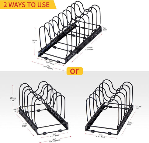 Pot Lid Rack Holder Organizer, Mlesi Expandable Pot and Pan Organizers Rack, Kitchen Cabinet Pantry Organizer Rack (black)
