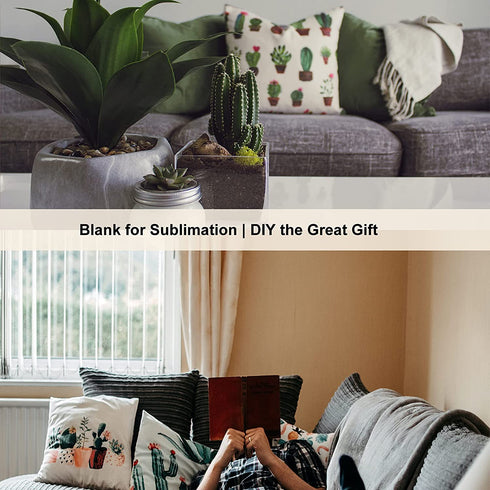 Throw Pillow Covers 18 x 18 Blank Decor Linen Couch Pillow Case Cover for Sublimation HTV Vinyl Craft Set of 4 Beige