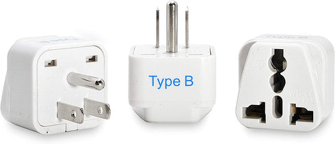 Ceptics European/India to US plug adapter - Flat outlet UK to US, Europe Round Australian to USA 3 Prong - 220 to 110 Travel Adaptor, European to American (Type B) - 3 Pack (GP-5-3PK)