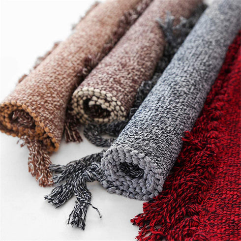 Eanpet Braided Rug Cotton Area Rug Pure Tassels Floor Rug Hand Woven Reversible Throw Rugs Door Mat Laundry Room Rug Indoor Runner Bathroom Tablecloth (2x6 FT, Grey)