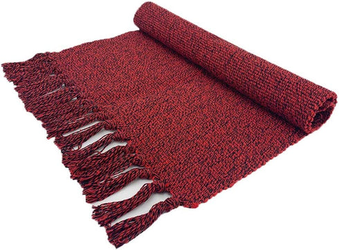 Eanpet Braided Rug Cotton Area Rug Hand Woven Reversible Floor Rug Pure Tassels Throw Rugs Door Mat Laundry Room Rug Indoor Runner Bathroom Tablecloth (2x6 FT, Wine Red)